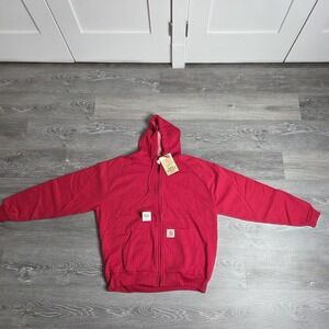 Men's Carhartt Dark Red Full-Zip Hooded Sweatshirt NWT - Size XL